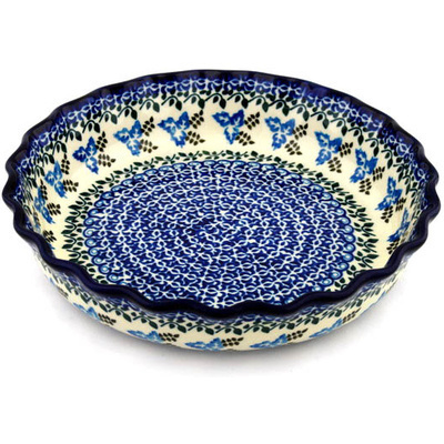 Polish Pottery Fluted Pie Dish 11&quot; Tuscan Vines