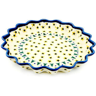 Polish Pottery Fluted Pie Dish 13" Aspen