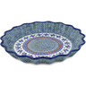 Polish Pottery Fluted Pie Dish 13&quot; Gingham Flowers