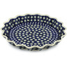 Polish Pottery Fluted Pie Dish 13&quot; Peacock Eyes