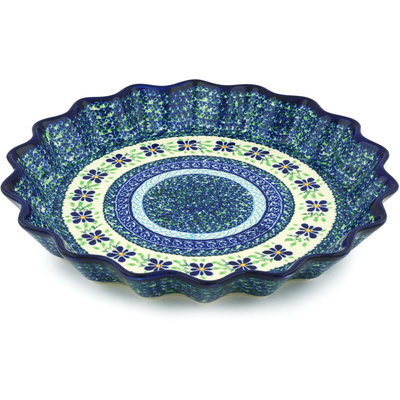 Polish Pottery Fluted Pie Dish 13&quot; Sweet Violet