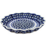 Polish Pottery Fluted Pie Dish 13&quot; Traditional Peacock