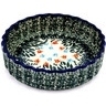 Polish Pottery Fluted Pie Dish 6&quot; Dancing Tulips