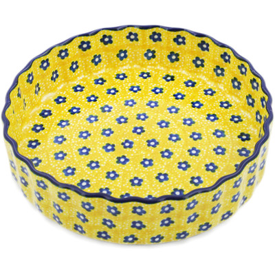 Polish Pottery Fluted Pie Dish 6&quot; Sunshine
