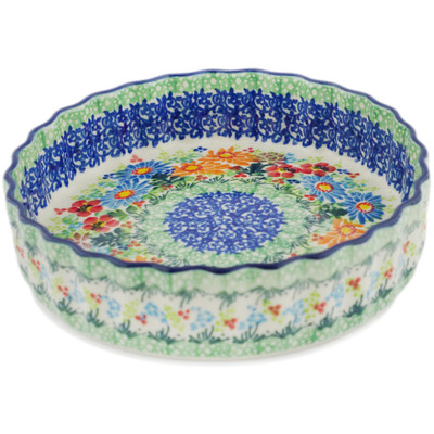 Polish Pottery Fluted Pie Dish 6" UNIKAT