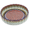 Polish Pottery Fluted Pie Dish 8&quot; Orange Tranquility UNIKAT