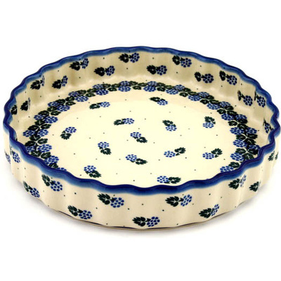 Polish Pottery Fluted Pie Dish 9&quot; Blackberry Delight