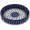 Polish Pottery Fluted Pie Dish 9&quot; Bleeding Heart Peacock