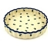 Polish Pottery Fluted Pie Dish 9&quot; Blue Buds