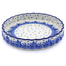 Polish Pottery Fluted Pie Dish 9&quot; Blue Winter