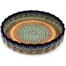 Polish Pottery Fluted Pie Dish 9&quot; Grecian Sea