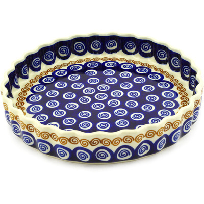 Polish Pottery Fluted Pie Dish 9&quot;
