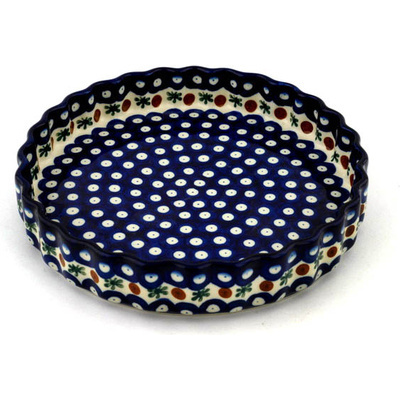 Polish Pottery Fluted Pie Dish 9&quot; Mosquito