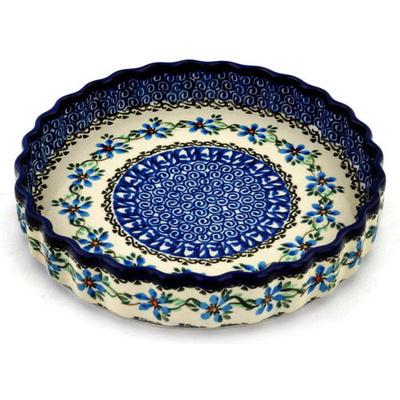 Polish Pottery Fluted Pie Dish 9&quot; Shady Spring