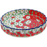 Polish Pottery Fluted Pie Dish 9&quot; Spring Blossom Harmony UNIKAT