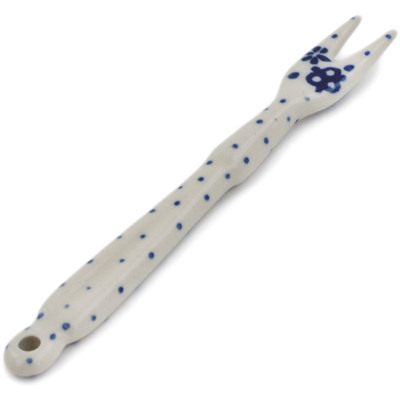 Polish Pottery Fondue Fork 5&quot; Blue Confetti