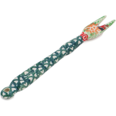 Polish Pottery Fondue Fork 5&quot; Painting In The Garden UNIKAT