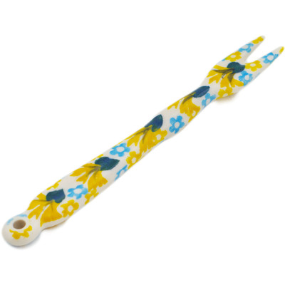Polish Pottery Fondue Fork 5&quot; Sunflower Surprise UNIKAT
