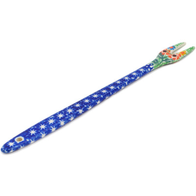 Polish Pottery Fondue Fork 9&quot; Bold Carnation UNIKAT
