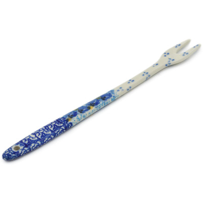 Polish Pottery Fondue Fork 9&quot; Deep Winter UNIKAT