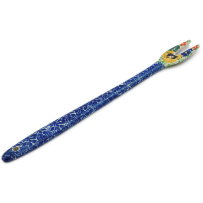 Polish Pottery Fondue Fork 9&quot; Pansy Garden UNIKAT