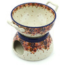 Polish Pottery Fondue Set 10 oz Autumn Space UNIKAT