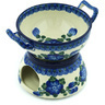 Polish Pottery Fondue Set 10 oz Blue Poppies