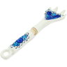 faience Fork 11&quot; Cobalt Flowers UNIKAT