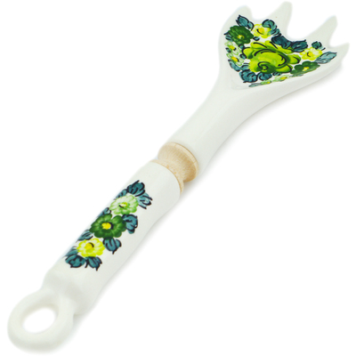 faience Fork 11&quot; Green Wave