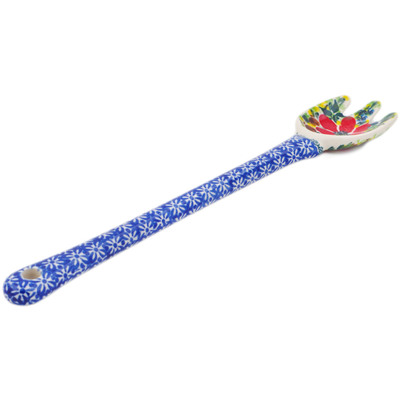 Polish Pottery Fork 12&quot; Blooming Daisies UNIKAT