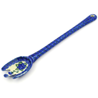 Polish Pottery Fork 12&quot; Blue Poppies