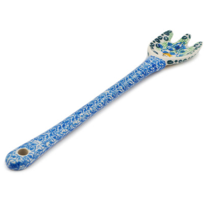 Polish Pottery Fork 12&quot; Bluebells And Irises UNIKAT