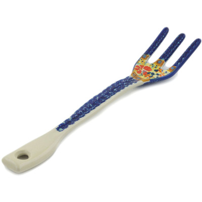 Polish Pottery Fork 12&quot; Butterfly Summer Garden UNIKAT