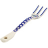 Polish Pottery Fork 12&quot; Peacock Forget-me-not