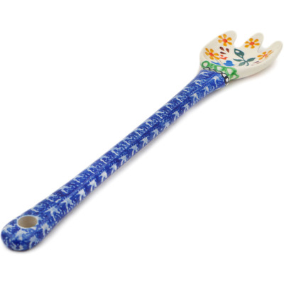 Polish Pottery Fork 12&quot; Periwinkle Sunrise UNIKAT