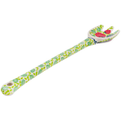 Polish Pottery Fork 12&quot; Raven&#039;s Red Berries UNIKAT
