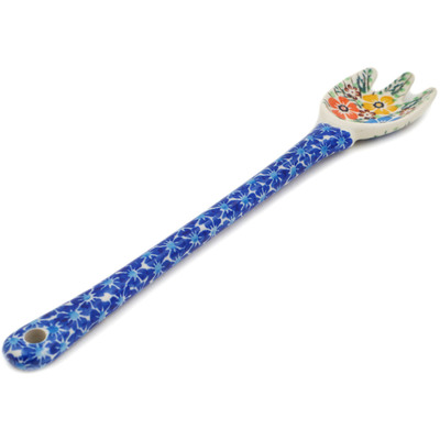 Polish Pottery Fork 12&quot; Spring Blooms UNIKAT