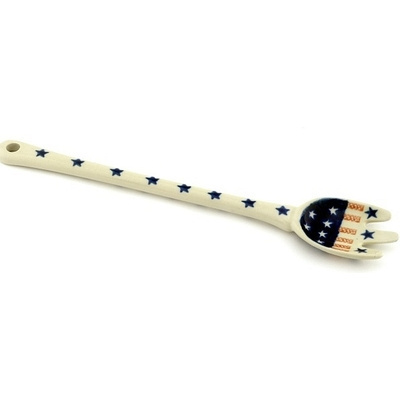 Polish Pottery Fork 12&quot; Stars And Stripes