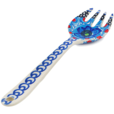 Polish Pottery Fork 6&quot; Blueberry Flowers UNIKAT