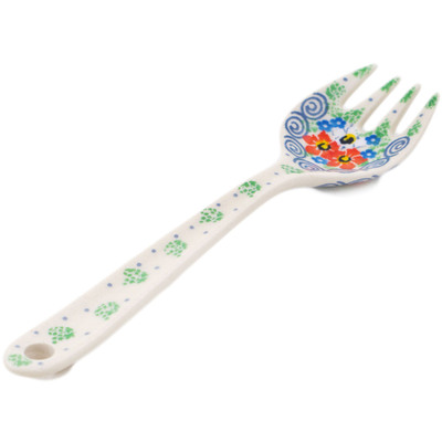 Polish Pottery Fork 6&quot; Lovely Hibiscus UNIKAT