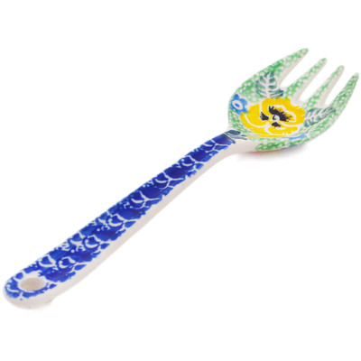 Polish Pottery Fork 6&quot; Pansies Field UNIKAT