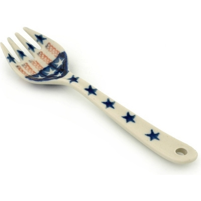 Polish Pottery Fork 6&quot; Stars And Stripes
