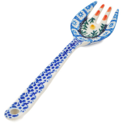 Polish Pottery Fork 6&quot; Winter Forest UNIKAT