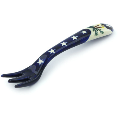 Polish Pottery Fork 8&quot; Holly Stars