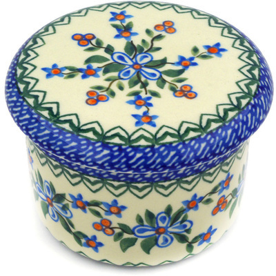 Polish Pottery French Butter Dish Azure Blooms