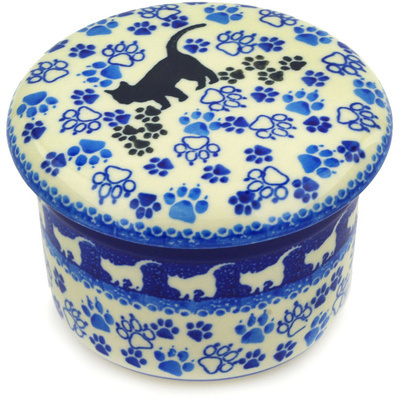 Polish Pottery French Butter Dish Boo Boo Kitty Paws