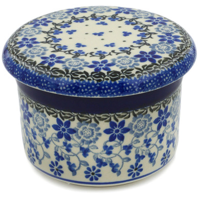 Polish Pottery French Butter Dish Daisy Blues