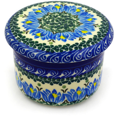 Polish Pottery French Butter Dish Lotus Blossom