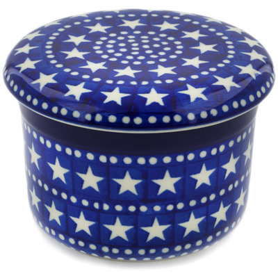 Polish Pottery French Butter Dish Midnight Stars