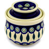 Polish Pottery French Butter Dish Peacock Leaves
